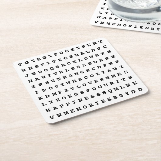 カスタム12 Wordファミリの単語検索 スクエアペーパーコースター (アングル)