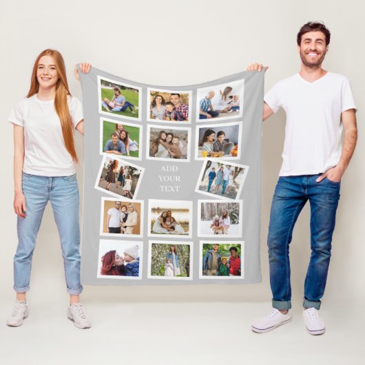 カスタム14フォトコラージュとカスタム文字 フリースブランケット (インサイチュ)