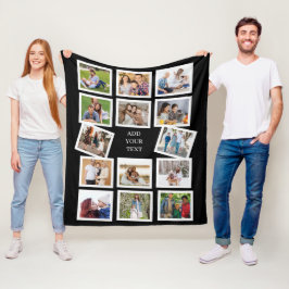 カスタム14フォトコラージュとカスタム文字 フリースブランケット