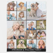 カスタム14フォトコラージュパーソナライズされたファミリー フリースブランケット (正面)