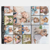 カスタム14フォトコラージュパーソナライズされたファミリー フリースブランケット (正面(横))