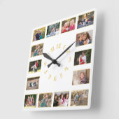 カスタム14枚の写真コラージュ 結婚記念日 家族 スクエア壁時計 (傾斜)