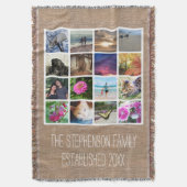 カスタム16フォトコラージュバーラップルックモザイク写真 スローブランケット (正面縦)