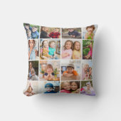 カスタム16フォトコラージュファミリー引用文素朴ウッド クッション (正面)