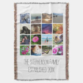 カスタム16フォトコラージュ白枠モザイク写真 スローブランケット (正面縦)