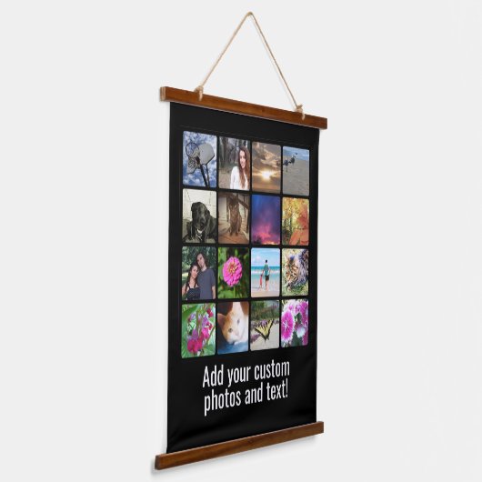 カスタム16フォトモザイク写真コラージュ 吊り下げ型タペストリー (傾斜あり)