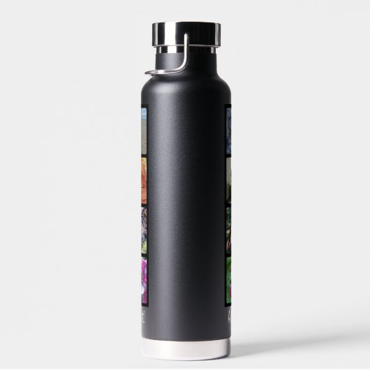 カスタム16フォト写真コラージホワイトレタリング ウォーターボトル (右面)