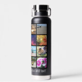 カスタム16フォト写真コラージホワイトレタリング ウォーターボトル (背面)