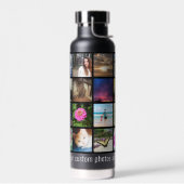 カスタム16フォト写真コラージホワイトレタリング ウォーターボトル (左面)