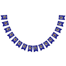 カスタム16枚の写真卒業キャップトス、ディプロマブルー バンティングフラッグ