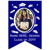 カスタム16枚の写真卒業キャップトス、ディプロマブルー バンティングフラッグ (第1の旗)