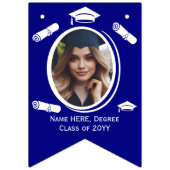 カスタム16枚の写真卒業キャップ、ディプロマ・オン・ブルー バンティングフラッグ (第2の旗)
