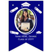 カスタム16枚の写真卒業キャップ、ディプロマ・オン・ブルー バンティングフラッグ (第3の旗)