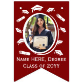 カスタム16 – 写真の卒業式キャップトスディプロマMaroon バンティングフラッグ (第3の旗)