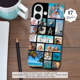 カスタム17フォトコラージモノグラムあなたの色の名前 iPhone 16ケース