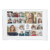 カスタム17 Photo Collage -白黒文字 枕カバー (正面)