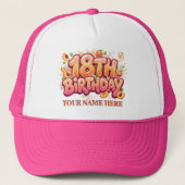 カスタム18歳の誕生日 名前 カラフル パーティーファバー キャップ (正面)
