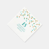 カスタム18th誕生日ナプキン金ゴールドトゥコイズ紙吹雪 スタンダードカクテルナプキン (角)