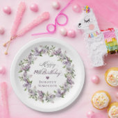 カスタム19誕生日パープル薄紫春花 ペーパープレート (パーティー)