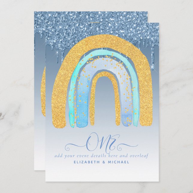 カスタム1stバースデーブルーシルバーグリッターレインボー (正面/裏面)