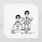 カスタム2つのグルームズバイクとサイドカー夕べ 招待状 (正面/裏面)