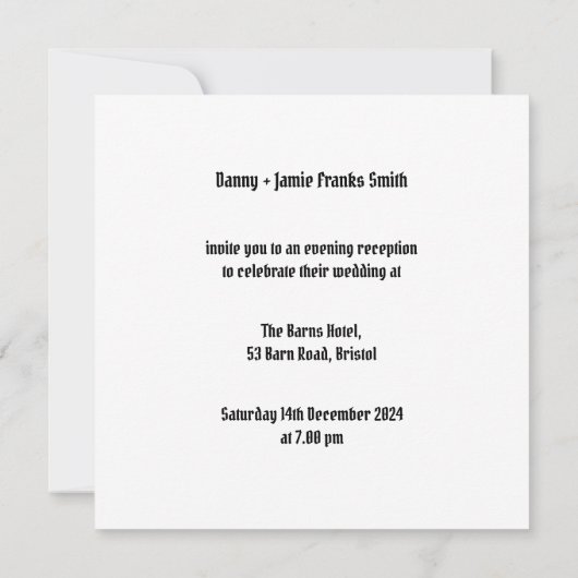 カスタム2つのグルームズバイクとサイドカー夕べ 招待状 (裏面)