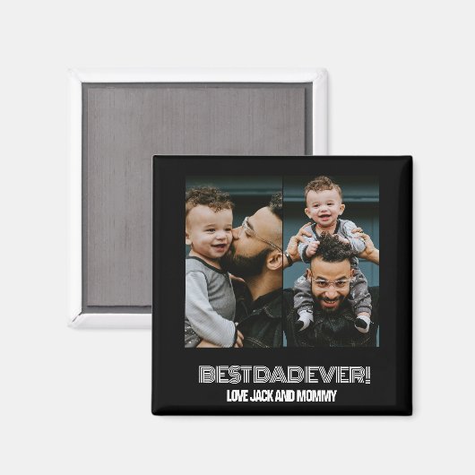 カスタム2つのフォトコラージュの父の日 マグネット (正面/裏面)