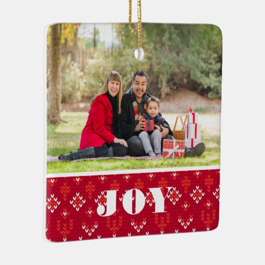カスタム2の写真の喜びの北欧のセーターのクリスマス セラミックオーナメント (右)