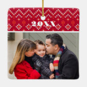 カスタム2の写真の喜びの北欧のセーターのクリスマス セラミックオーナメント (裏面)