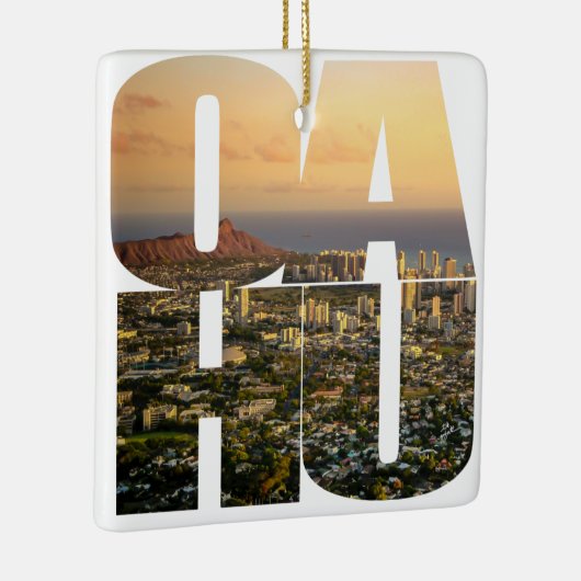 カスタム2はクリスマス写真のオアフハワイ味方しました セラミックオーナメント (右)