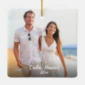 カスタム2はクリスマス写真のオアフハワイ味方しました セラミックオーナメント (裏面)