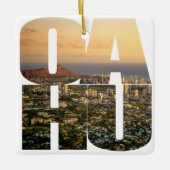 カスタム2はクリスマス写真のオアフハワイ味方しました セラミックオーナメント (正面)