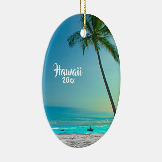 カスタム2はクリスマス写真のハワイ旅行やし味方しました セラミックオーナメント (右)