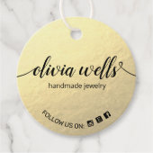 カスタム2インチラウンドフェイクゴールドフォイルつるラベル フェイバータグ (正面)