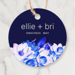 カスタム2インチラウンドブルーネイビーマグノリアフローラ フェイバータグ