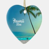 カスタム2サイド写真ハワイ旅行パームクリスマス セラミックオーナメント (右)