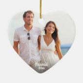 カスタム2サイド写真ハワイ旅行パームクリスマス セラミックオーナメント (裏面)