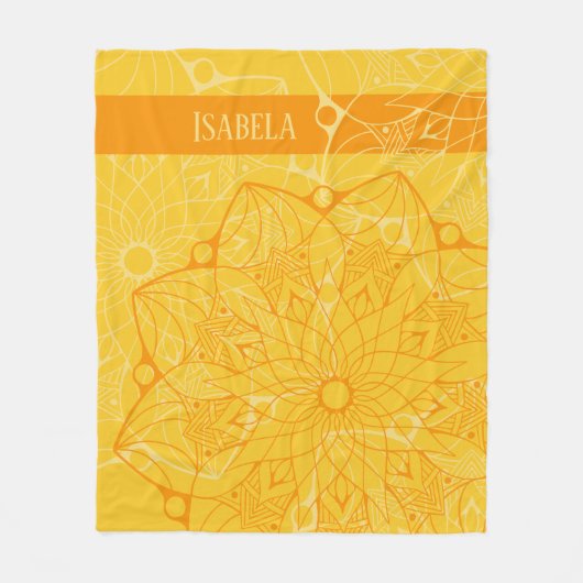 カスタム2トーンオレンジマンダラフリースブランケット フリースブランケット (正面)