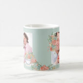 カスタム2フォトウォーターカラーフローラとティーカップ コーヒーマグカップ (中央)