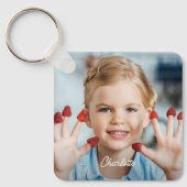 カスタム2フォトキッズファパーソナライズされたミリ キーホルダー (正面)