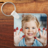 カスタム2フォトキッズファパーソナライズされたミリ キーホルダー (正面)