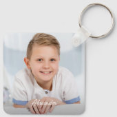 カスタム2フォトキッズファパーソナライズされたミリ キーホルダー (裏面)