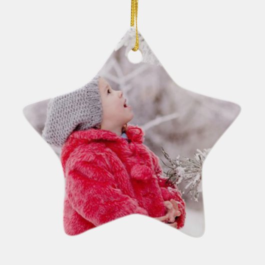 カスタム2フォトクリスマススターツリーオーナメント セラミックオーナメント (裏面)