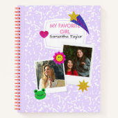 カスタム2フォトコラージュのノートとスクリプト名 ノートブック (正面)