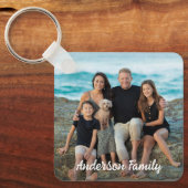 カスタム2フォトファミリーバカシンプルンスパーソナライズされた キーホルダー (正面)