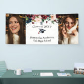 カスタム2フォトブルゴーニュフローラ卒業バナー 横断幕 (トレードショー)