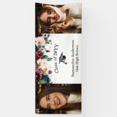 カスタム2フォトブルゴーニュフローラ卒業バナー 横断幕 (縦)