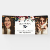 カスタム2フォトブルゴーニュフローラ卒業バナー 横断幕 (横)