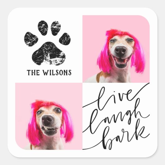 カスタム2フォトペットドッグポープリント スクエアシール (正面)