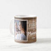 カスタム2フォトママ初めてのクリスマスウッ素朴ド コーヒーマグカップ (正面左)